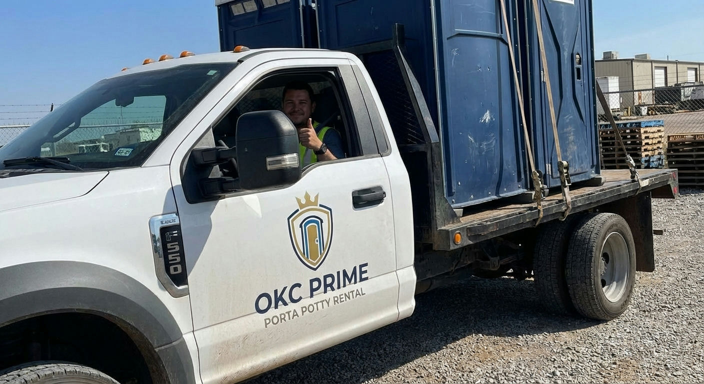 OKC Prime Porta Potty Rental delivery truck