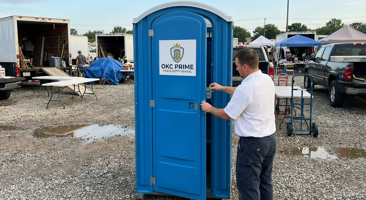 Standard porta potty rental unit by OKC Prime