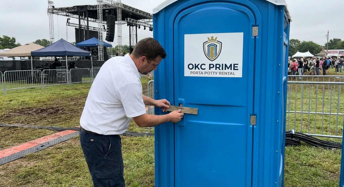 Deluxe porta potty rental unit by OKC Prime